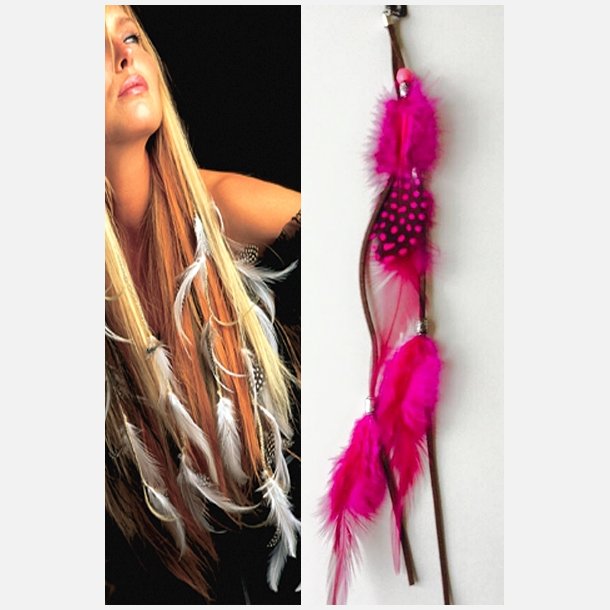 Fjer p Clips - Pink 