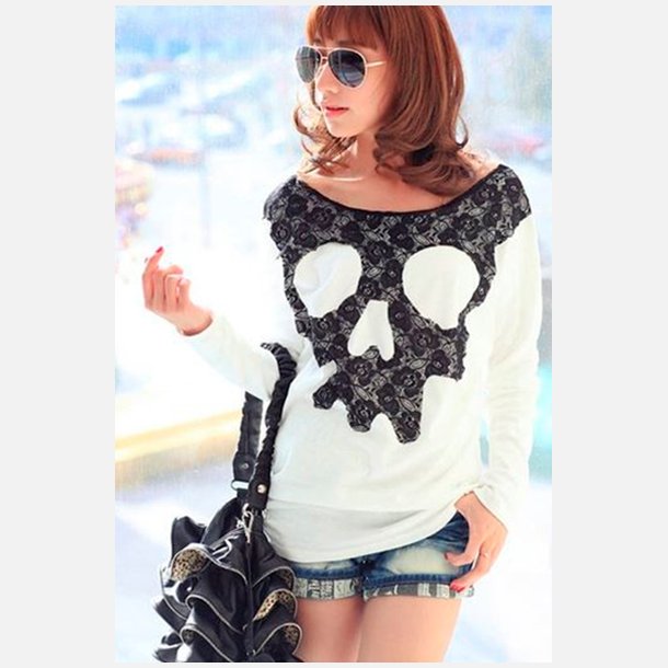 Hvid Skull Bluse